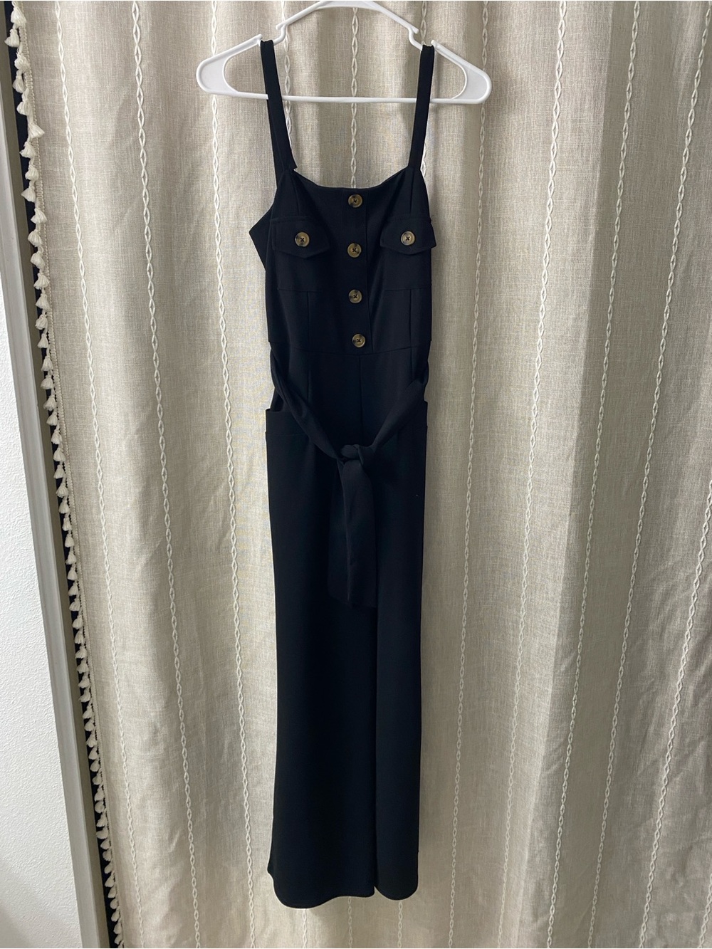 for Justify Black Women's Jumpsuit with Button-Front and Self-Tie Waist